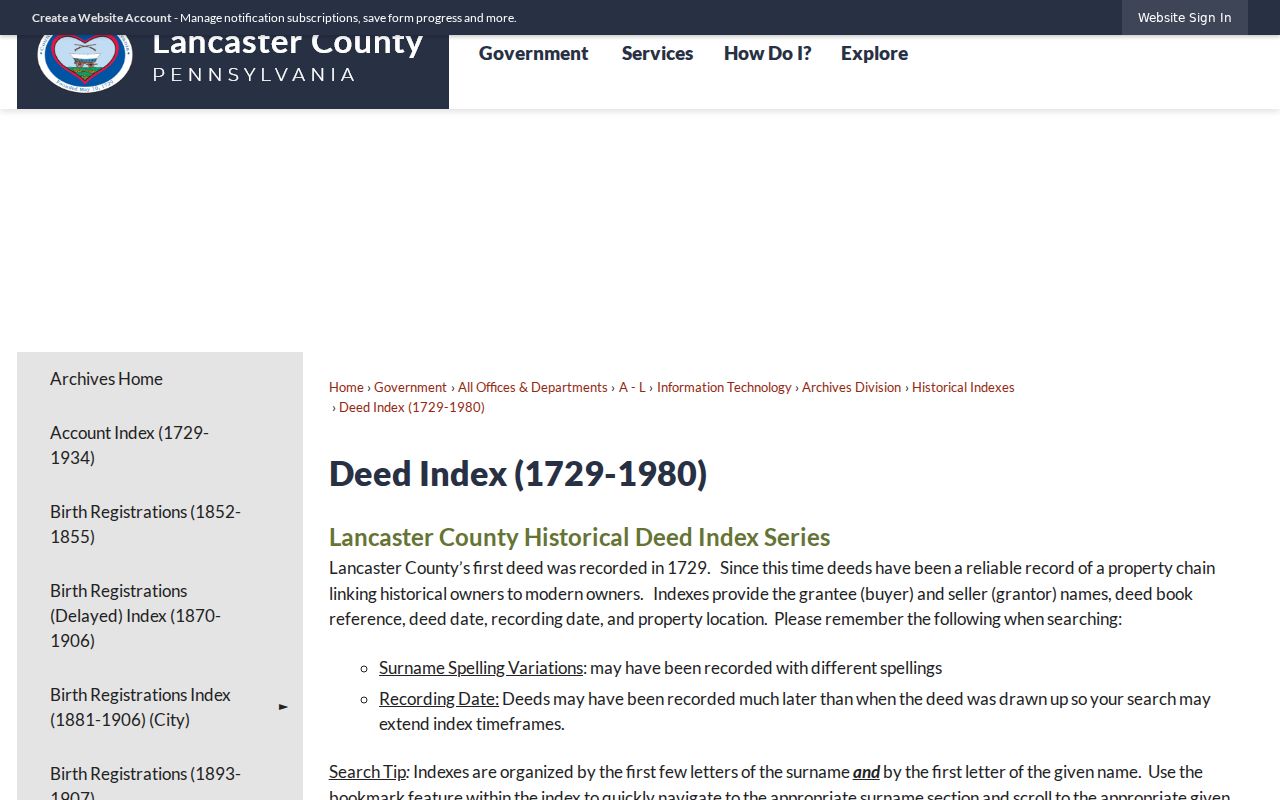 Manheim Township previous residents research through Lancaster County grantor and grantee deed indexes