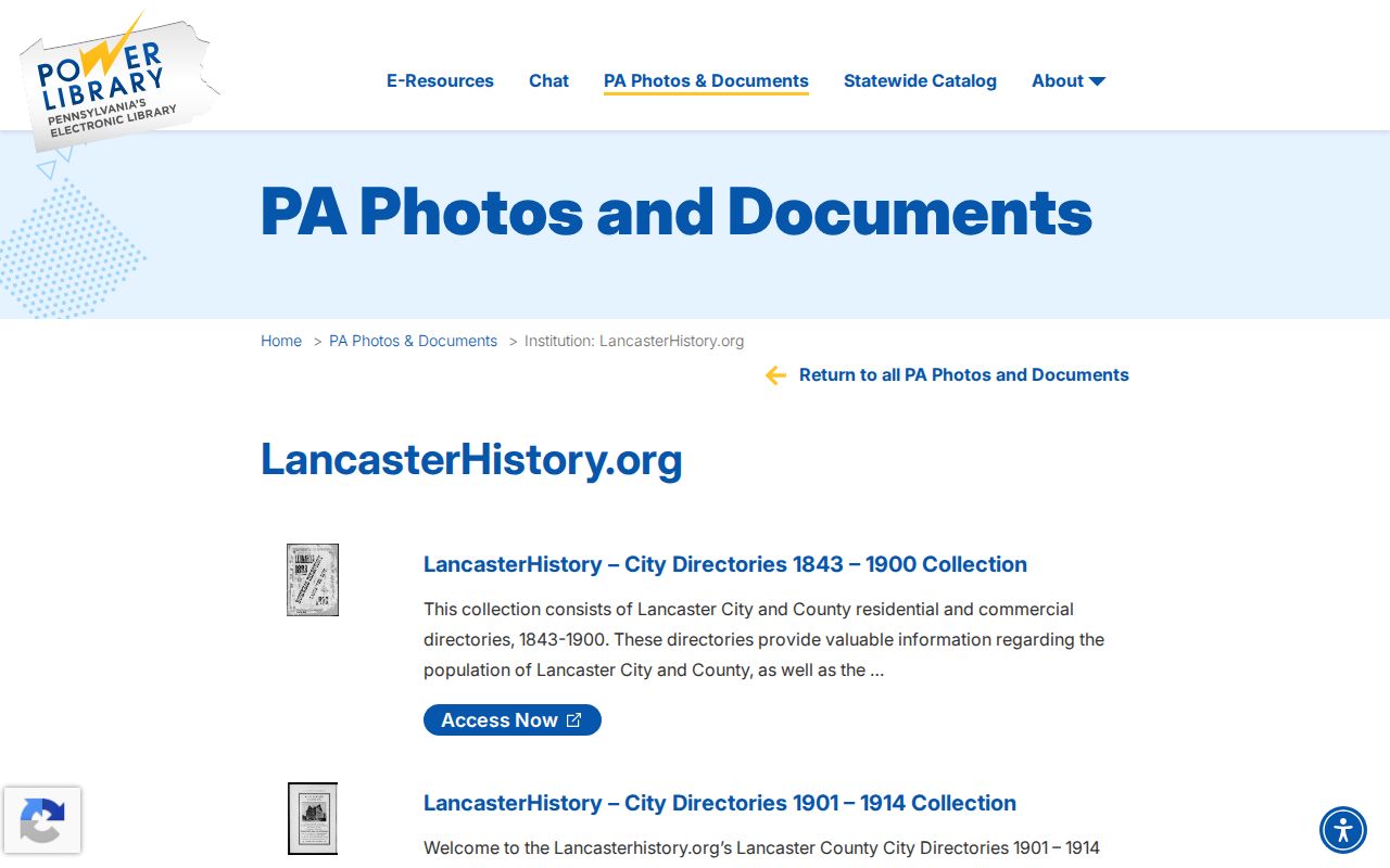 Manheim Township city directory access through the POWER Library LancasterHistory collection